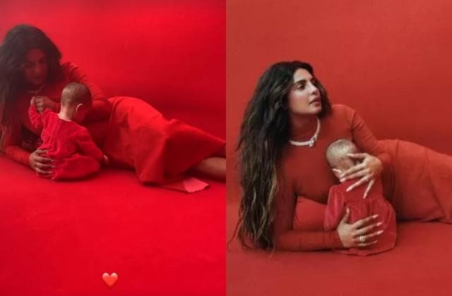 मैगज़ीन शूट के लिए Priyanka Chopra ने बेटी मालती को गले लगाया, लाल रंग में प्यारी जोड़ी ने जीता दिल - फोटो देखें