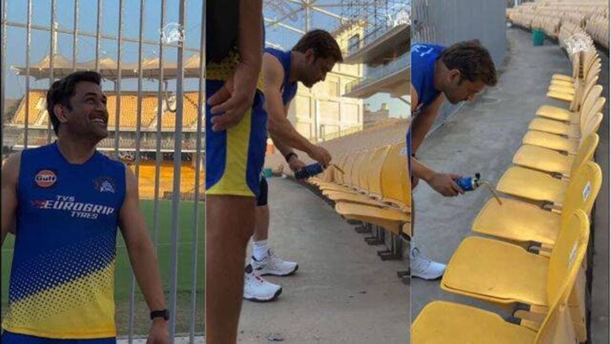 IPL 2023: CSK के कैप्टन कूल को मिल गया नया काम, स्टेडियम में कर रहे कुर्सियों पर पेंट? खबर वायरल