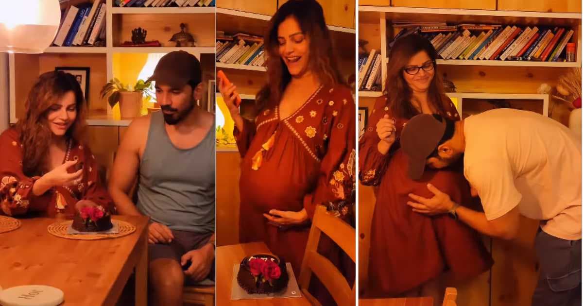 Rubina Dilaik ने डिलीवरी से पहले फैमिली के साथ किया सेलिब्रेशन, केक से खुला राज