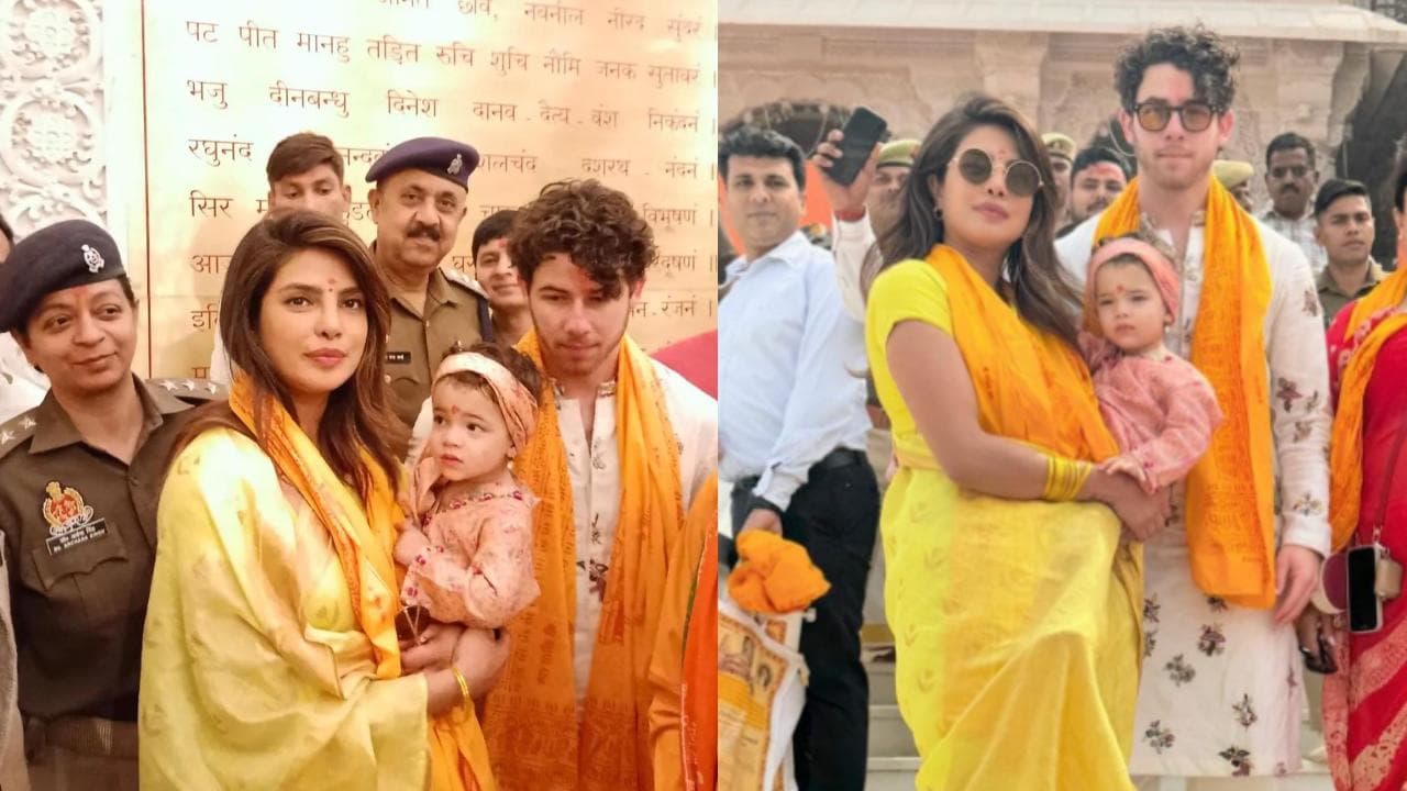 Priyanka Chopra Jonas ने पति Nick Jonas और बेटी Malti Marie के साथ अयोध्या राम मंदिर के दौरे के लिए 63000 रुपये की पीली साड़ी पहनी।