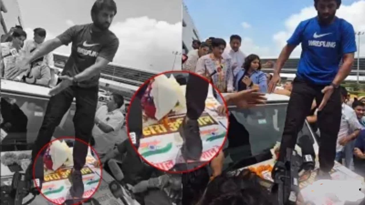 Bajrang Punia: विनेश फोगाट के स्वागत में बजरंग पुनिया से हो गई गलती, भड़क उठे फैंस, कहा- माफी मांगो..