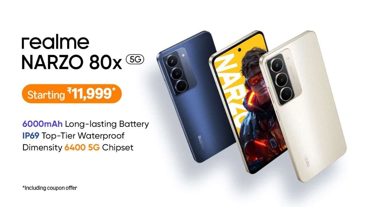 Realme Narzo 80x 5G लॉन्च: कीमत, स्पेसिफिकेशन, फीचर्स, बैटरी, कैमरा