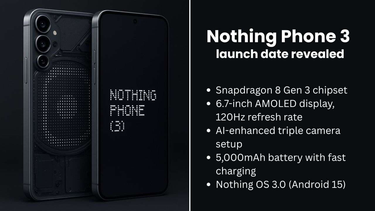Nothing Phone 3 लॉन्च की तारीख का हुआ खुलासा: डिज़ाइन, स्पेक्स और बहुत कुछ