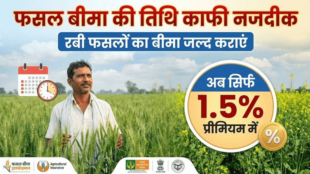 फसल बीमा की  तिथि काफी नजदीक : रबी फसलों का बीमा जल्द कराए ,  अब सिर्फ 1.5% प्रीमियम में 