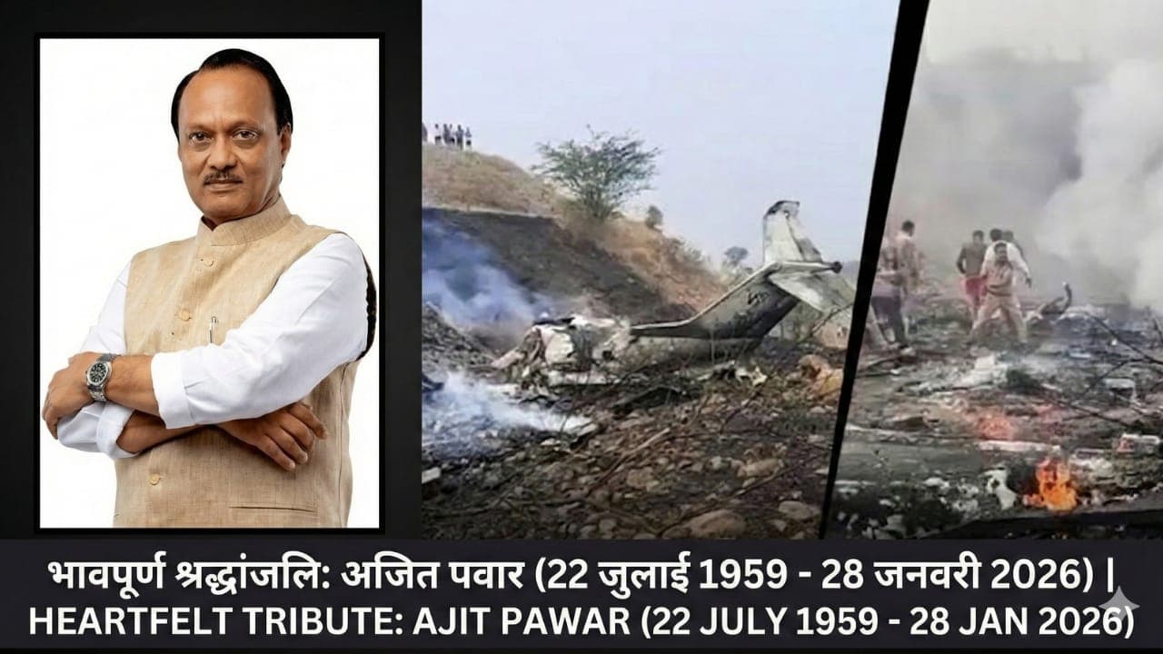 अजीत पवार अंतिम यात्रा: भयानक प्लेन क्रैश, नेताओं का शोक और बारामती में अंतिम संस्कार की तैयारी