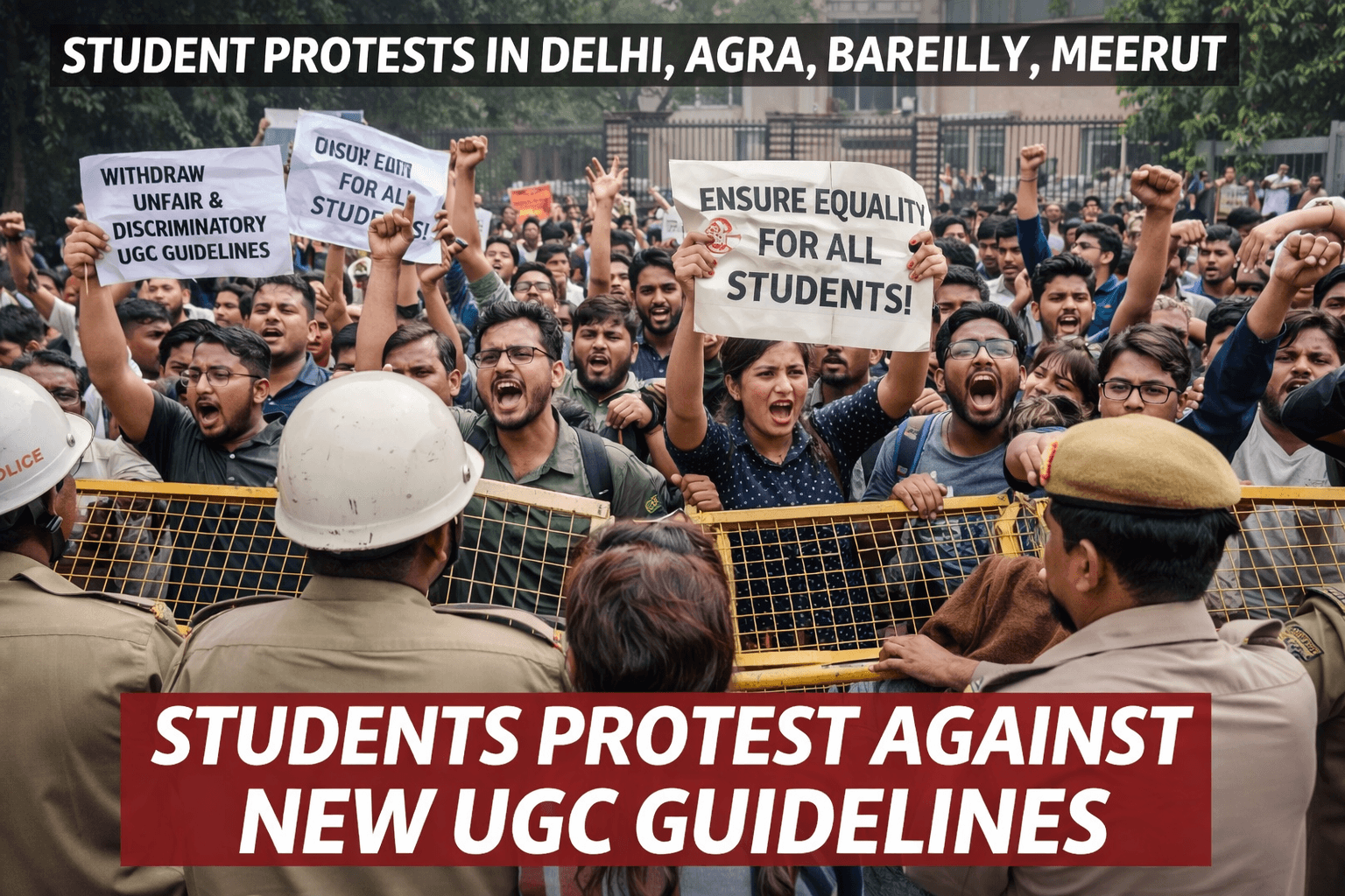 UGC के नए नियमों पर भड़के छात्र, दिल्ली-यूपी में छात्रों सड़कों पर उतर आए