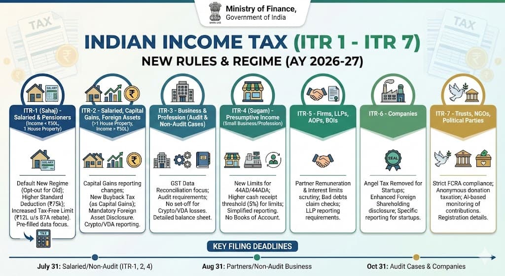 इनकम टैक्स नए नियम: ITR 1 से ITR 7 तक सब बदल गया, 1 अप्रैल 2026 से ऐसे होगा इनकम टैक्स फाइल