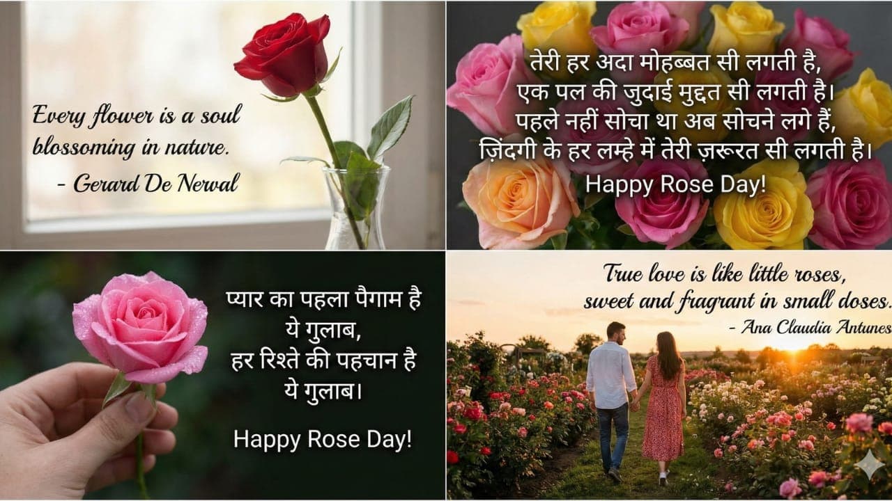 रोज डे कोट्स कविता और शायरी:  रोज़ डे पर कहिए अपने पार्टनर से मन की बात शायरी के साथ