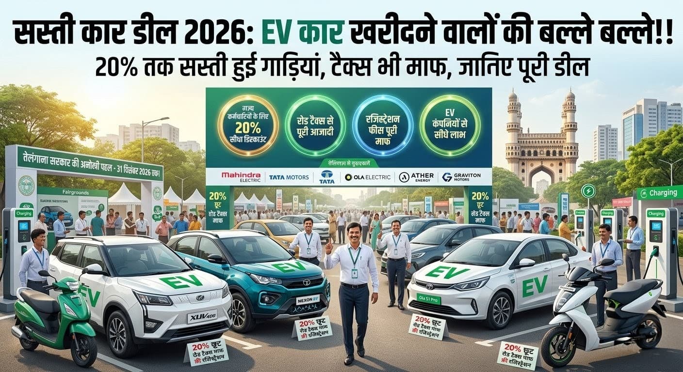 सस्ती कार डील 2026: EV कार खरीदने वालों की बल्ले बल्ले!! 20% तक सस्ती हुई गाड़ियां, टैक्स भी माफ, जानिए पूरी डील