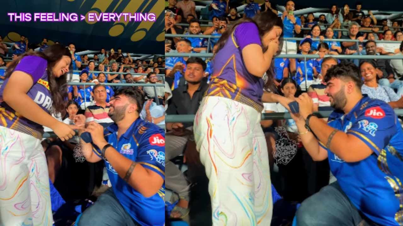 वानखेड़े स्टेडियम में एक शख्स के अंगूठी गिराने के बाद MI vs KKR का प्रपोज़ल वीडियो वायरल हो गया