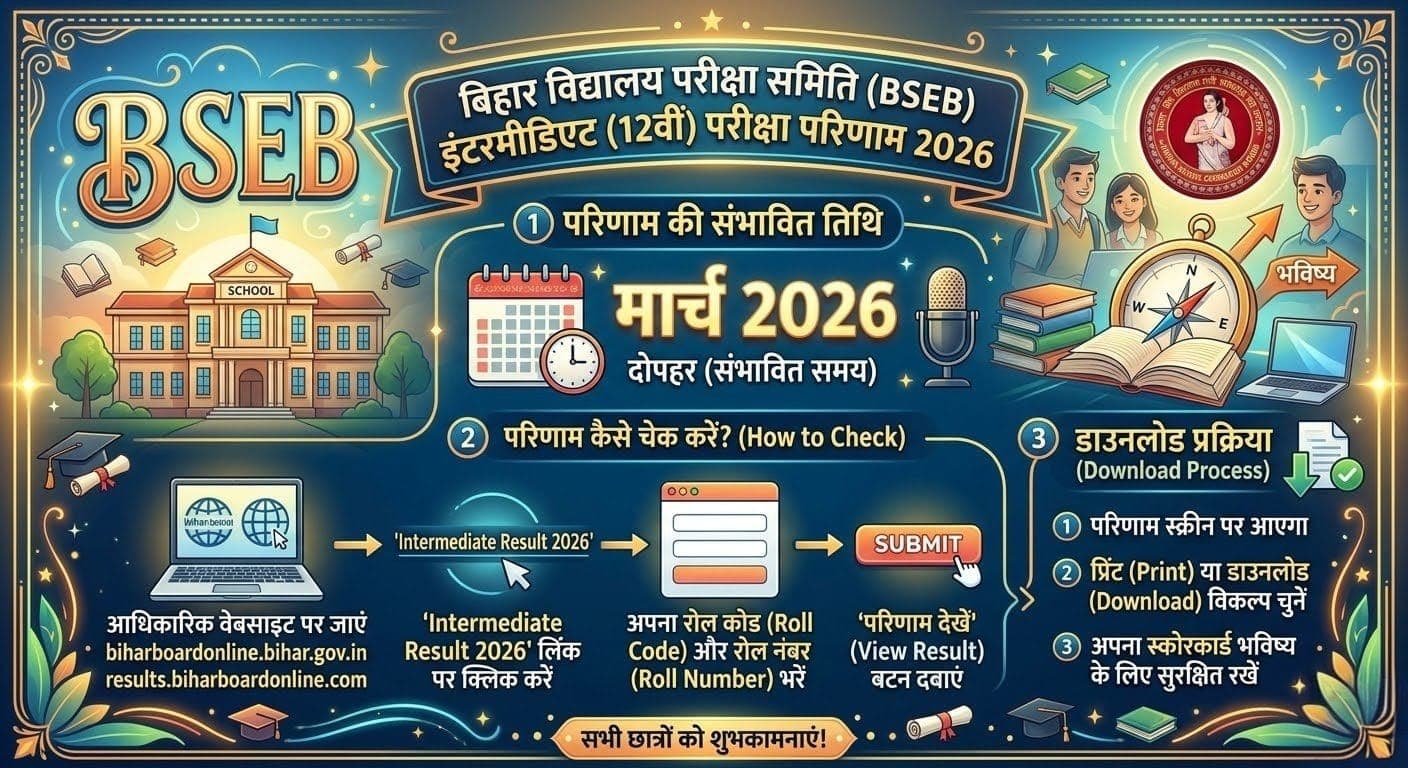 बिहार बोर्ड 12th रिजल्ट 2026:  लाखों छात्रों का इंतजार होगा खत्म, इस तारीख पर रिजल्ट हुआ कन्फर्म
