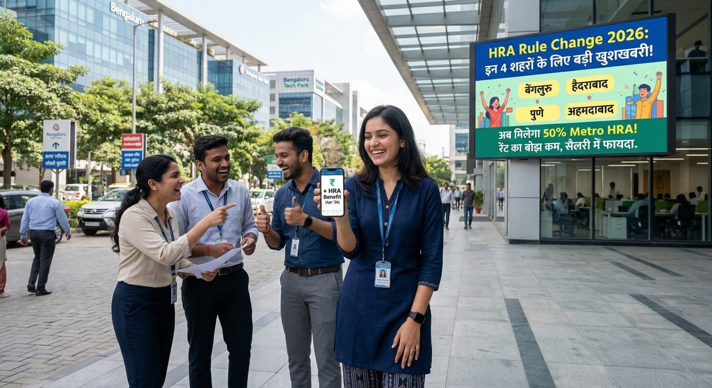 HRA Rule Change 2026:  इन 4 शहरों के लिए आई खुशखबरी, HRA बढ़ा, टैक्स घटा कर्मचारियों को मिलेगा डबल फायदा!!