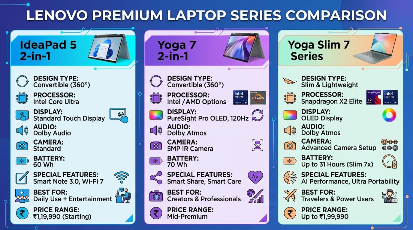 Lenovo ने भारत में लॉन्च किए प्रीमियम AI लैपटॉप: जानिए कौन सा मॉडल आपके लिए है बेस्ट