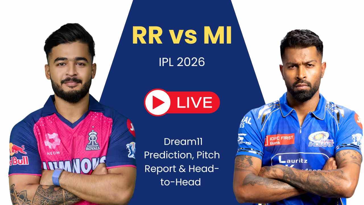 RR vs MI IPL 2026 मैच का पूर्वावलोकन: प्लेइंग 11, पिच रिपोर्ट, Dream11 टीम और भविष्यवाणी