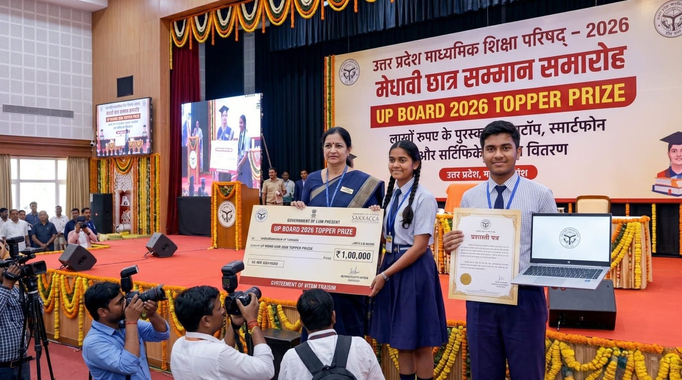 UP Board 2026 Topper Prize : टॉप करने वाले छात्रों को मिलेंगे लाखों रुपए के पुरस्कार, लैपटॉप और सर्टिफिकेट… जानिए कैसे देगी योगी सरकार यह इनाम