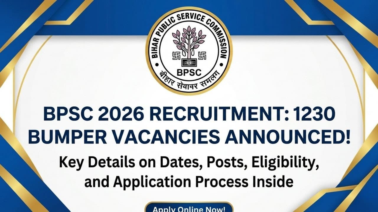 BPSC 2026 Recruitment…1230 पदों पर बंपर भर्ती!! जानिए तारीख, पोस्ट, एलिजिबिलिटी, फीस और अप्लाई करने का पूरा तरीका