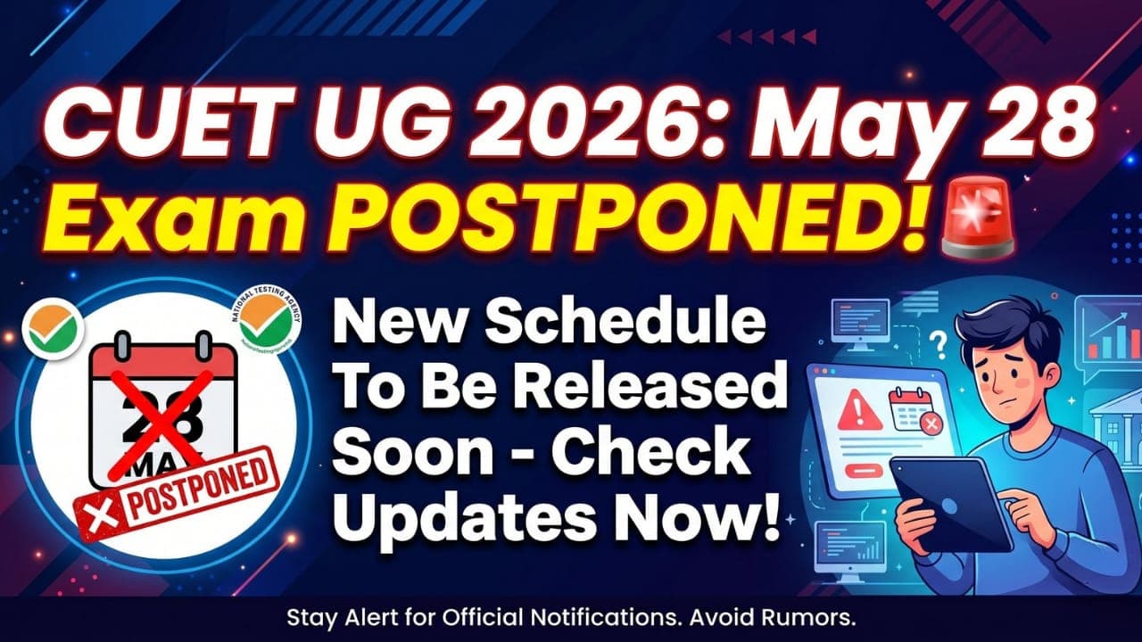 CUET UG 2026 परीक्षा पर आया बड़ा अपडेट…28 मई की परीक्षा हुई रद्द!! जल्द होगा नया शेड्यूल जारी