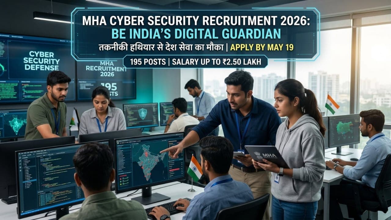 MHA Cyber Security Recruitment 2026: तकनीकी हथियार से देश सेवा का मौका, 2.50 लाख तक की सैलरी..195 पद- 19 मई से पहले करें आवेदन!
