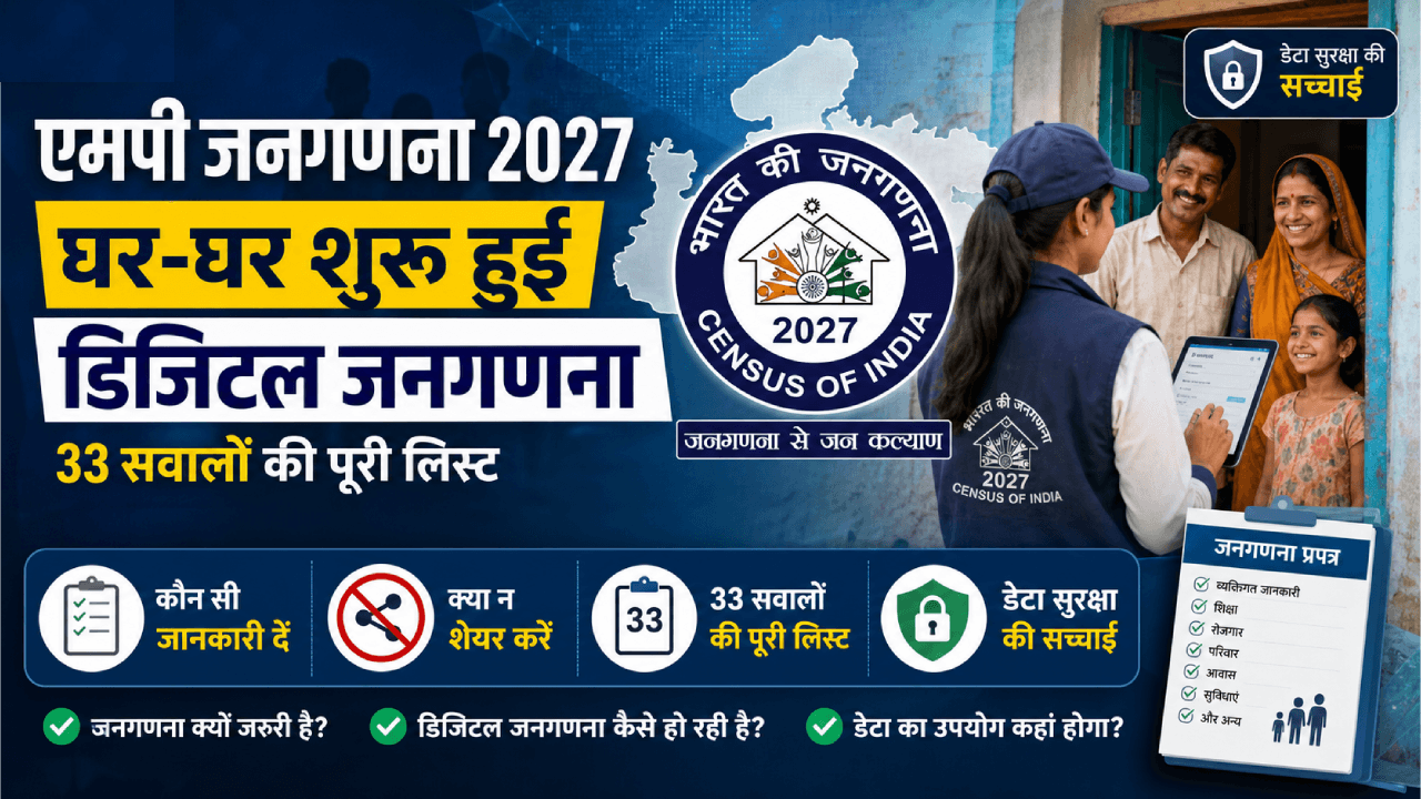 एमपी जनगणना 2027: घर-घर शुरू हुई डिजिटल जनगणना, 33 सवालों की पूरी लिस्ट, कौन सी जानकारी दें, क्या न शेयर करें और डेटा सुरक्षा की सच्चाई