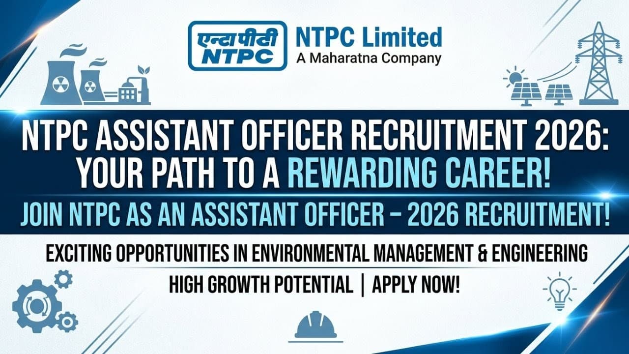 NTPC Assistant Officer Recruitment 2026 : 12 Lakh सालाना वाली सरकारी नौकरी… 20 पदों पर नियुक्ति.. जाने पूरी प्रक्रिया!