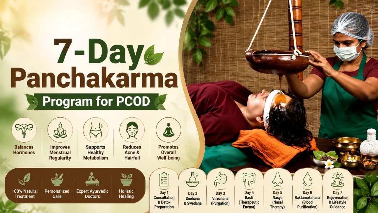PCOD के लिए 7-Day Panchakarma Program: जानें 7 दिनों में कैसे होता है शरीर और हार्मोन का नेचुरल डिटॉक्स