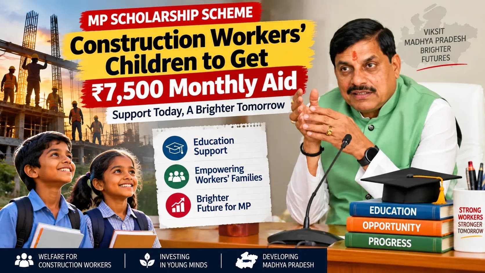 MP में श्रमिकों के बच्चों को हर महीने ₹7,500 Scholarship, 10वीं में 80% जरूरी; जानें पूरी पात्रता