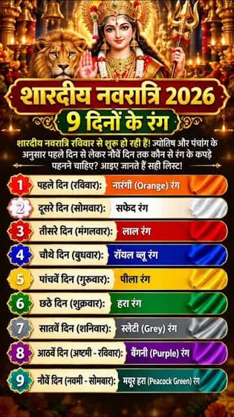 नवरात्रि के 9 रंगों का क्या है महत्व? जानें किस दिन कौन सा रंग पहनना चाहिए