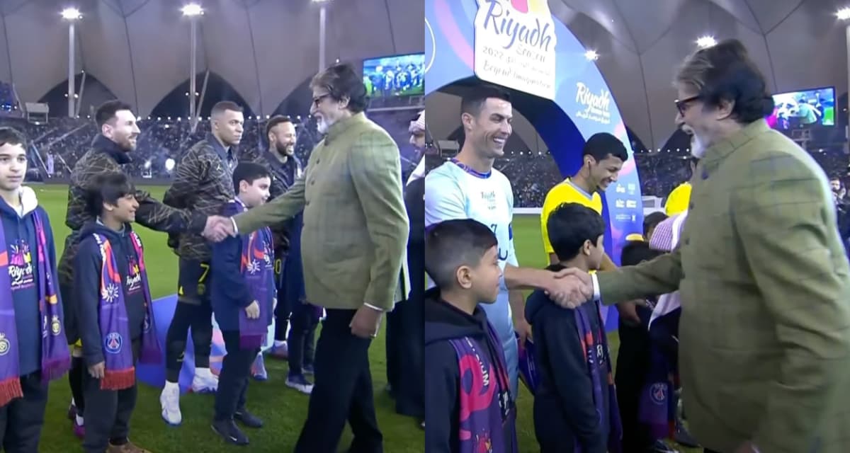 Amitabh Bachchan PSG बनाम सऊदी ऑल-स्टार्स मैच में फुटबॉल के दिग्गज Lionel Messi और क्रिस्टियानो रोनाल्डो के साथ शामिल हुए Amitabh Bachchan PSG बनाम सऊदी ऑल-स्टार्स मैच में फुटबॉल के दिग्गज Lionel Messi और क्रिस्टियानो रोनाल्डो के साथ शामिल हुए