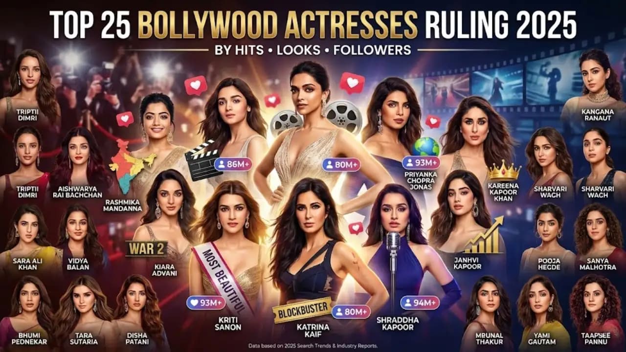 Top 25 बॉलीवुड अभिनेत्रियां : 2025 में राज करने वाली हिट फिल्मों, स्टाइल और फॉलोअर्स Top 25 बॉलीवुड अभिनेत्रियां : 2025 में राज करने वाली हिट फिल्मों, स्टाइल और फॉलोअर्स