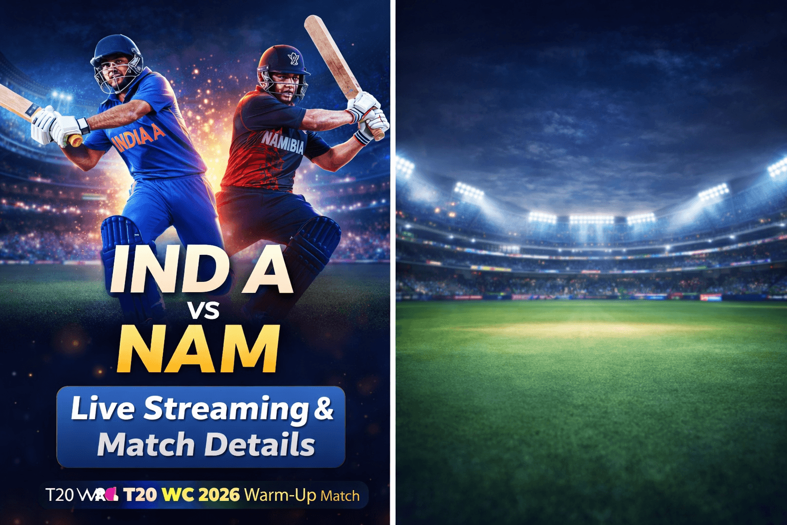 इंडिया ए VS नामीबिया लाइव स्ट्रीमिंग टी20 वर्ल्ड कप 2026 वार्म-अप मैच कब और कहाँ देखें इंडिया ए VS नामीबिया लाइव स्ट्रीमिंग टी20 वर्ल्ड कप 2026 वार्म-अप मैच कब और कहाँ देखें