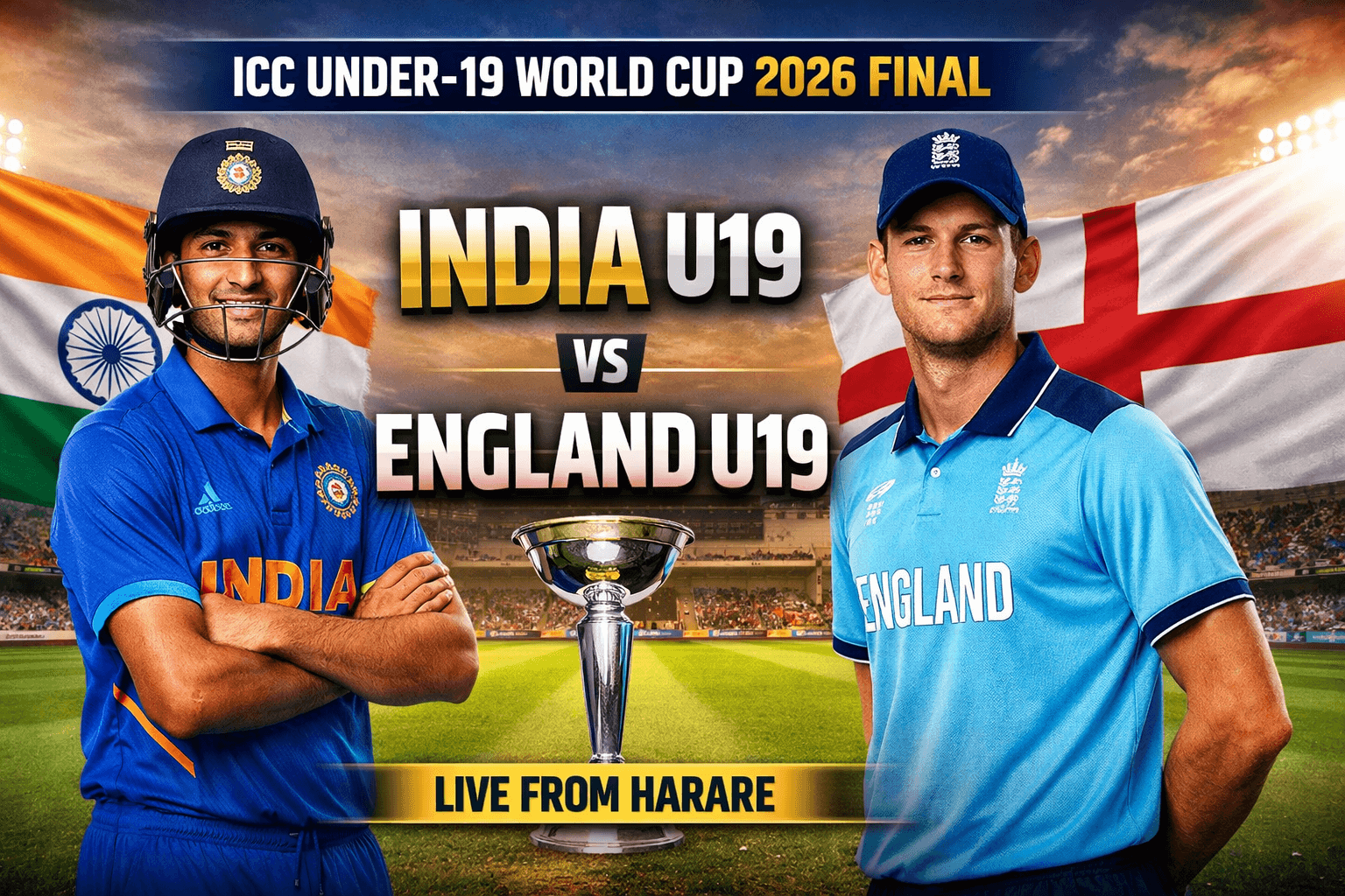 इंग्लैंड vs भारत अंडर-19 वर्ल्ड कप फाइनल 2026, भारतीय कप्तान आयुष म्हात्रे ने टॉस जीतकर पहले बल्लेबाजी चुनी इंग्लैंड vs भारत अंडर-19 वर्ल्ड कप फाइनल 2026, भारतीय कप्तान आयुष म्हात्रे ने टॉस जीतकर पहले बल्लेबाजी चुनी