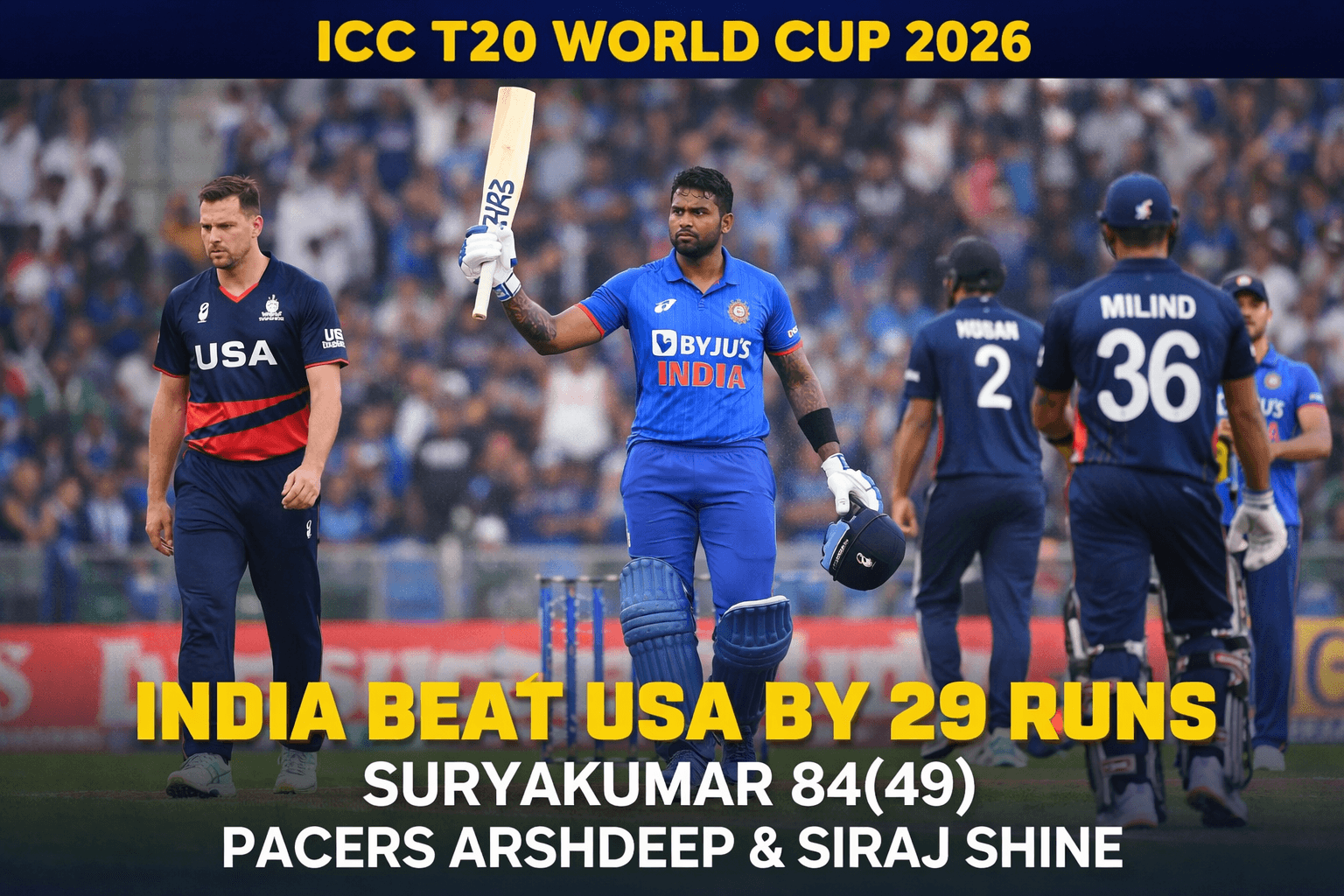 भारत vs यूएसए हाइलाइट्स टी20 वर्ल्ड कप 2026: भारत ने USA को 29 रन से हराया भारत vs यूएसए हाइलाइट्स टी20 वर्ल्ड कप 2026: भारत ने USA को 29 रन से हराया