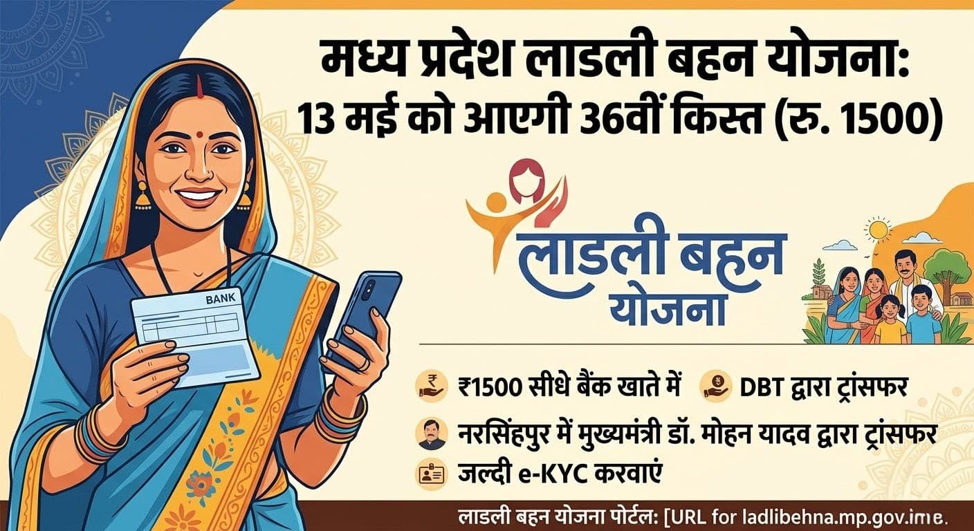 मध्य प्रदेश लाडली बहन योजना पर आया बड़ा अपडेट… 13 मई 2026 को आएगी 36वीं किस्त.. जाने किसे मिलेगा पैसा? मध्य प्रदेश लाडली बहन योजना पर आया बड़ा अपडेट… 13 मई 2026 को आएगी 36वीं किस्त.. जाने किसे मिलेगा पैसा?