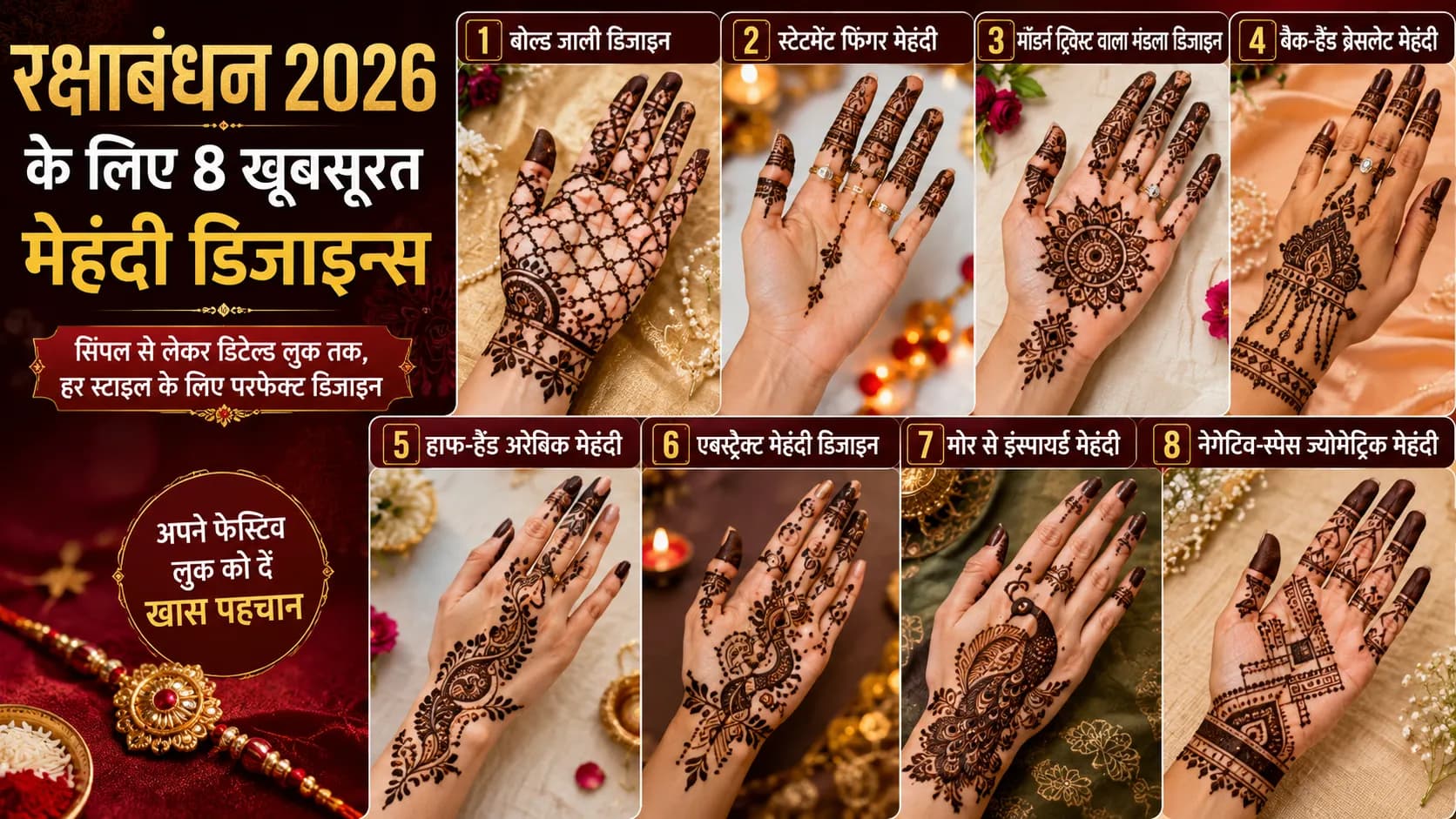 रक्षाबंधन के लिए 8 खूबसूरत Rakhi Mehendi Designs रक्षाबंधन के लिए 8 खूबसूरत Rakhi Mehendi Designs