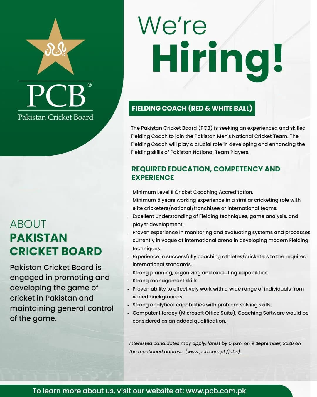 PCB Fielding Coach Vacancy: पाकिस्तान क्रिकेट बोर्ड ने निकाली नई भर्ती, 9 सितंबर तक आवेदन PCB Fielding Coach Vacancy: पाकिस्तान क्रिकेट बोर्ड ने निकाली नई भर्ती, 9 सितंबर तक आवेदन