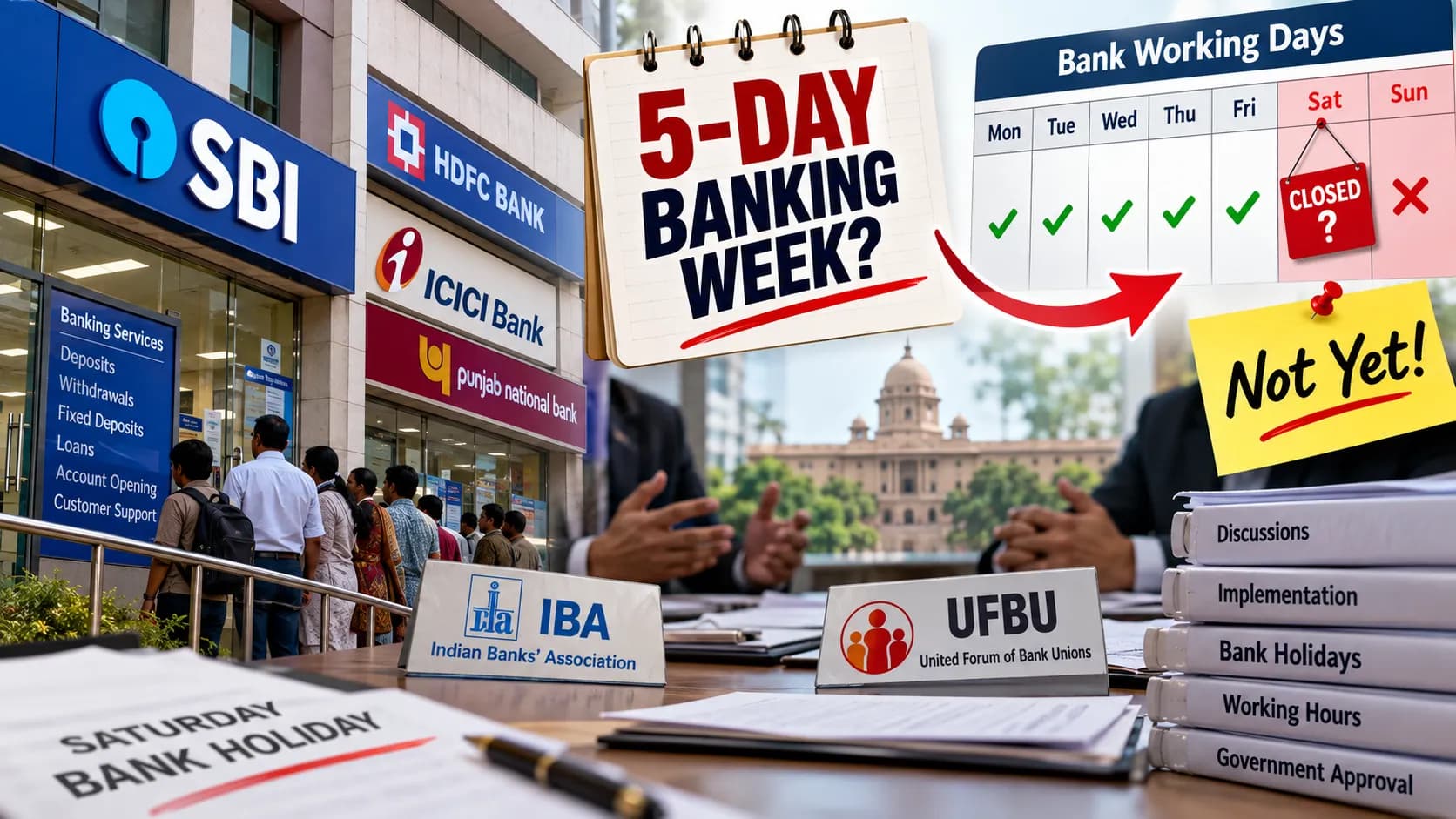 5-Day Banking Latest Update: IBA-UFBU कमेटी की पहली बैठक हुई, पर सभी Saturdays अभी Bank Holiday नहीं; वायरल Gazette नोटिफिकेशन फर्जी 5-Day Banking Latest Update: IBA-UFBU कमेटी की पहली बैठक हुई, पर सभी Saturdays अभी Bank Holiday नहीं; वायरल Gazette नोटिफिकेशन फर्जी