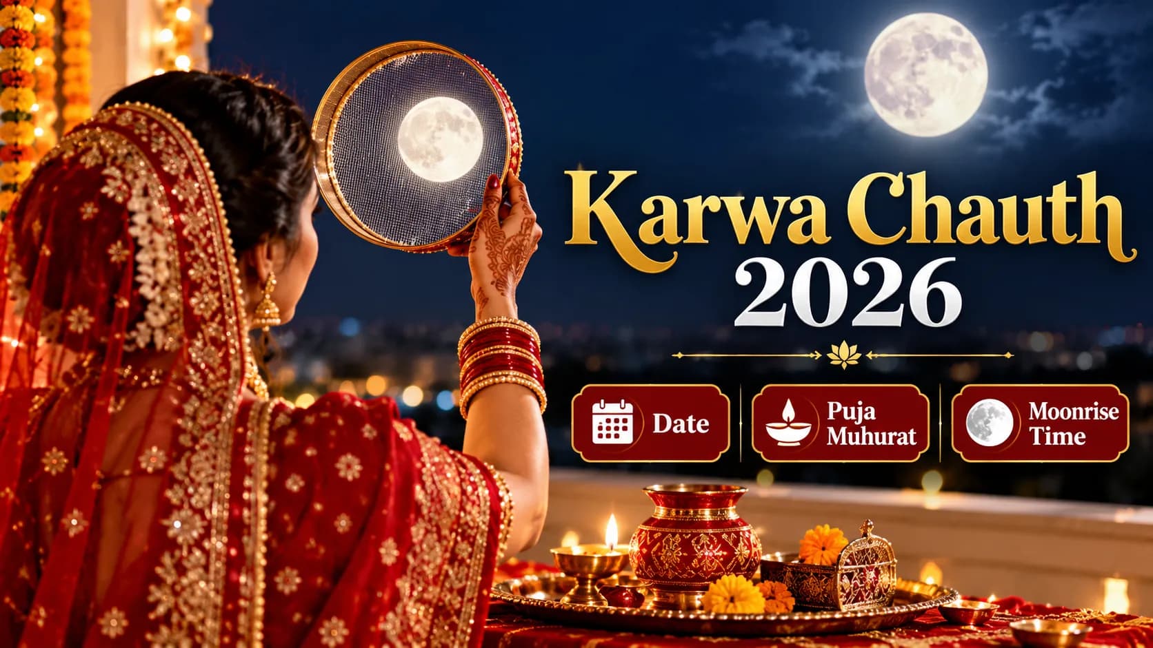 करवा चौथ 2026: कब है करवा चौथ? जानें पूजा मुहूर्त, चंद्रोदय का समय, व्रत कथा और पूजा विधि करवा चौथ 2026: कब है करवा चौथ? जानें पूजा मुहूर्त, चंद्रोदय का समय, व्रत कथा और पूजा विधि