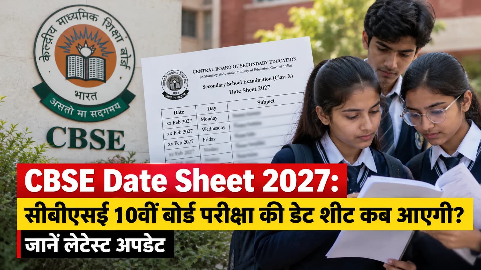 CBSE Date Sheet 2027: सीबीएसई 10वीं बोर्ड परीक्षा की डेट शीट कब आएगी? जानें लेटेस्ट अपडेट CBSE Date Sheet 2027: सीबीएसई 10वीं बोर्ड परीक्षा की डेट शीट कब आएगी? जानें लेटेस्ट अपडेट