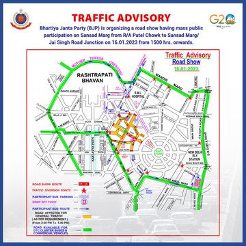 Traffic Advisory in BJP roadshow