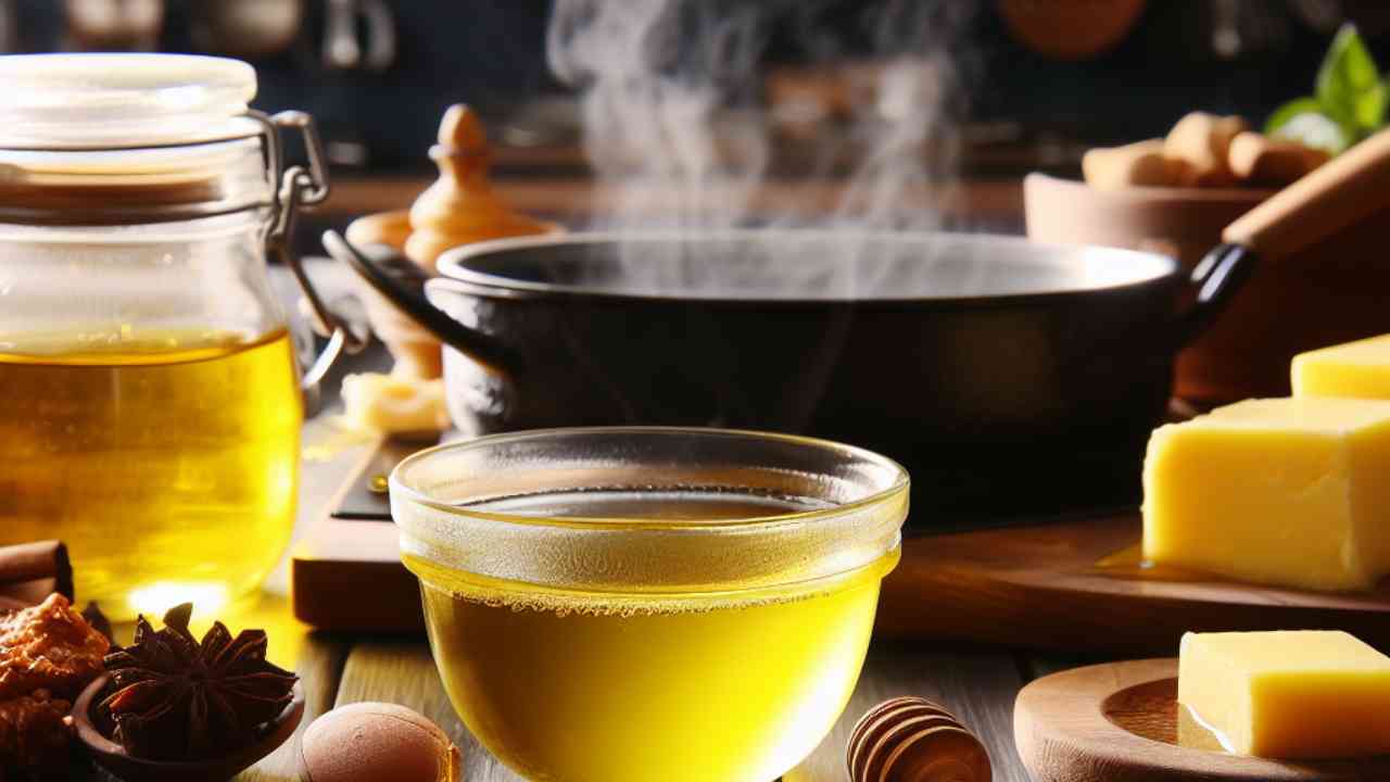 गर्म पानी के साथ घी