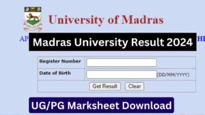 UNOM Results 2024 Madras University Result 2024