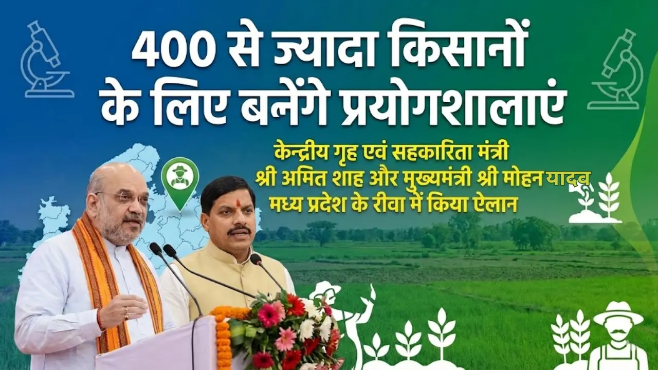 400 से ज्यादा किसानों के लिए बनेंगे प्रयोगशालाएं ,केन्द्रीय गृह एवं सहकारिता मंत्री श्री अमित शाह मध्य प्रदेश के रीवा में किया ऐलान