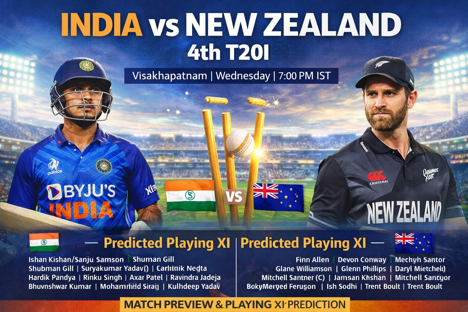 भारत vs न्यूजीलैंड चौथे टी20आई