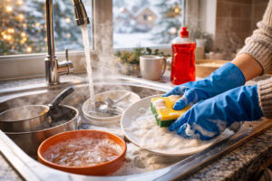 Clean the kitchen utensils before going to bed