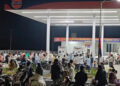 Crowds at Petrol Pumps