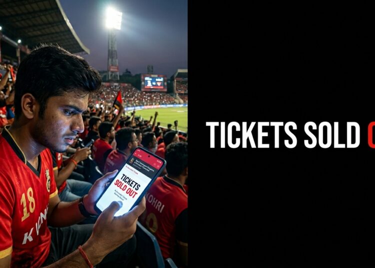 Fan holding sold 202603251724 IPL 2026 टिकट मिनटों में Sold Out: RCB vs SRH मैच बुकिंग फेल, फैंस नाराज़