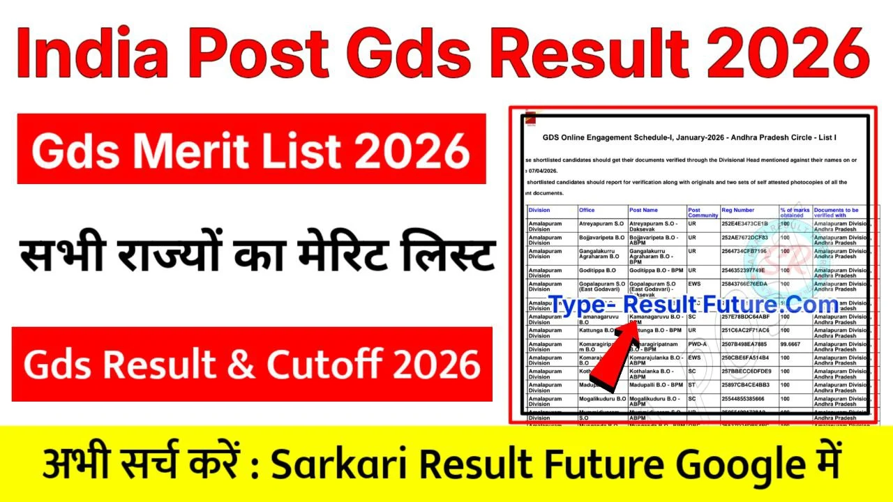 India Post GDS Result 2026 आज जारी