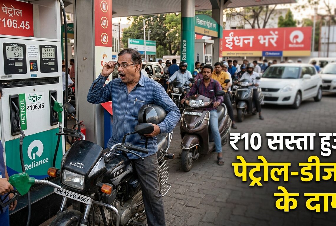 भारत में पेट्रोल-डीजल एक्साइज ड्यूटी में ₹10 की कटौती