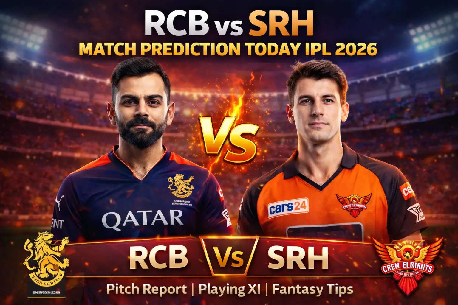 RCB vs SRH Match Prediction 2026 RCB vs SRH Match Prediction 2026