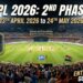 ipl 2026 2nd phase IPL 2026 2nd Phase